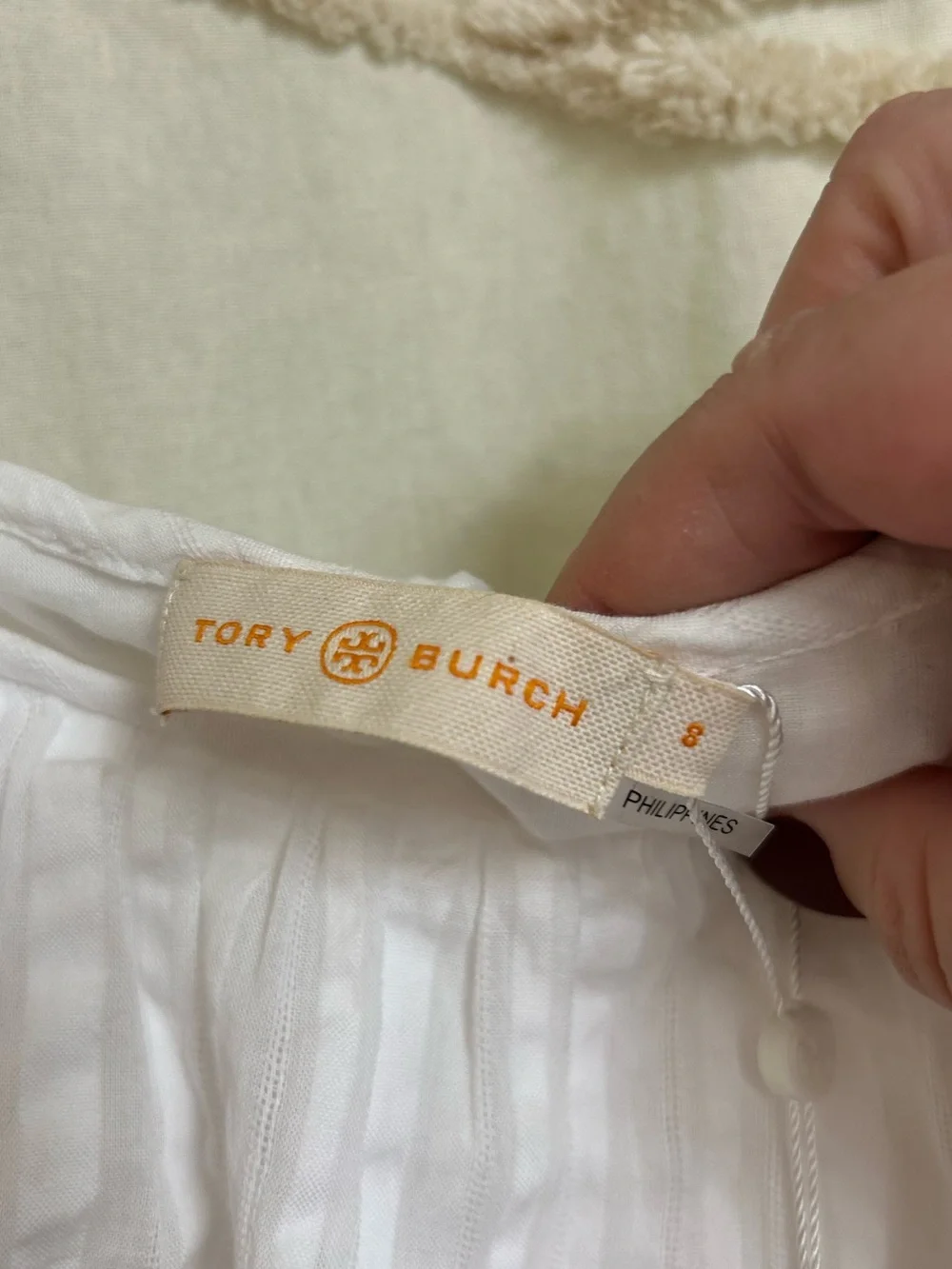 NWT Tory Burch Striped White Seersucker Dress Size 8 Retail $448